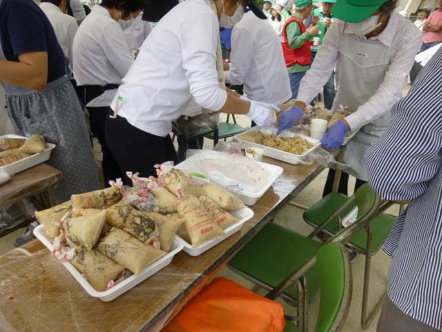 アルファ化米　炊き出し訓練
